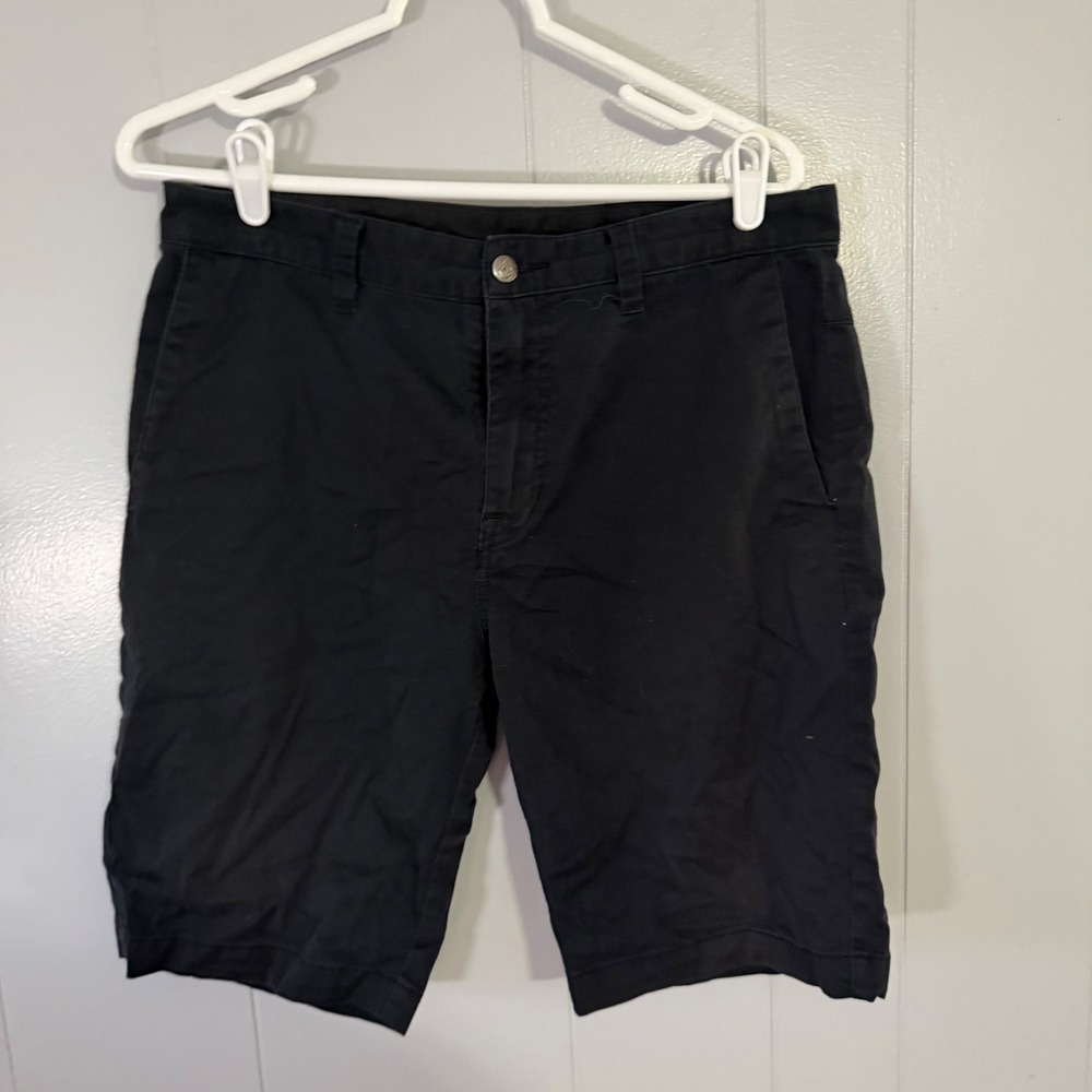 Volcom Chino Shorts Mens 32 Black Solid Flat Front Casual Skater‎